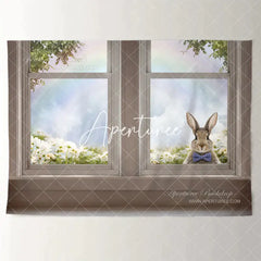 Aperturee - Rabbit Out Window Floral Rainbow Easter Day Banner