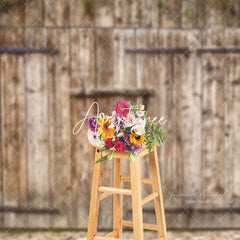 Aperturee - Rustic Wooden Farmhouse Barn Door Photo Backdrop