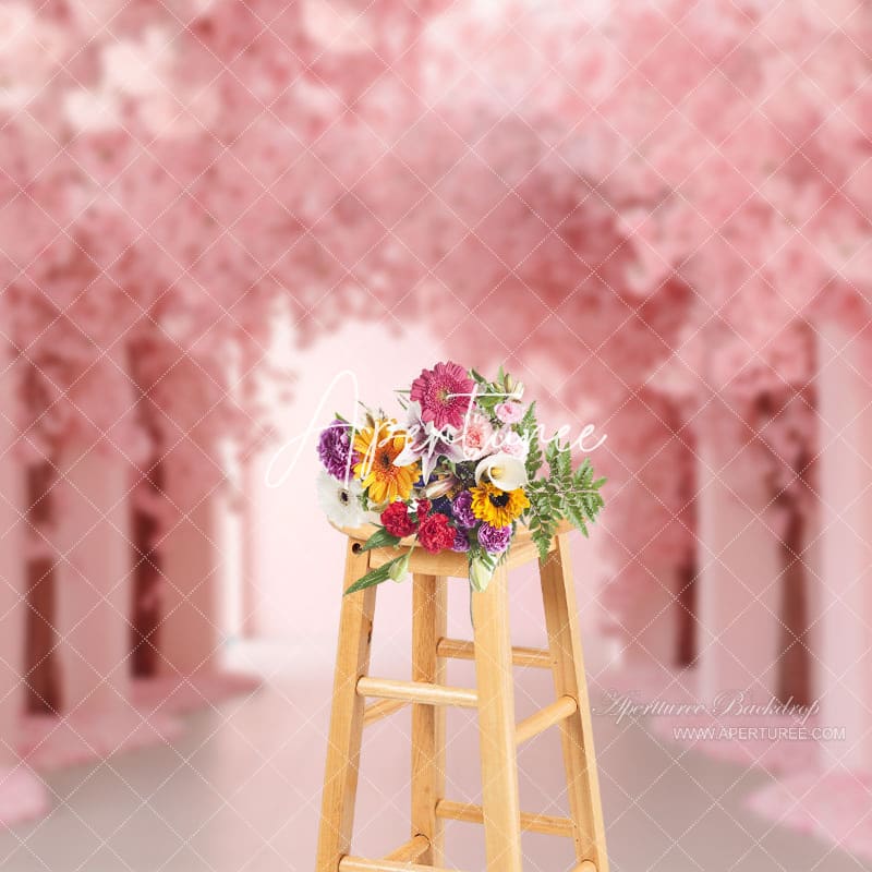 Aperturee - Sweet Pink Floral Portrait Backdrop For Photography