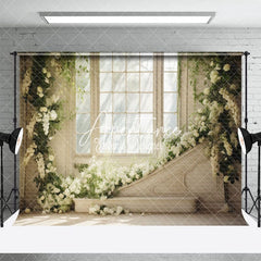 Aperturee - Warm Spring Sunshine Window White Floral Backdrop