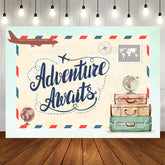 Aperturee - The Adventure Awaits Plane Themed Baby Shower Backdrop