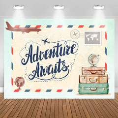 Aperturee - The Adventure Awaits Plane Themed Baby Shower Backdrop