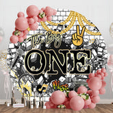Aperturee - The Big One Brick Wall Round 1st Birthday Backdrop