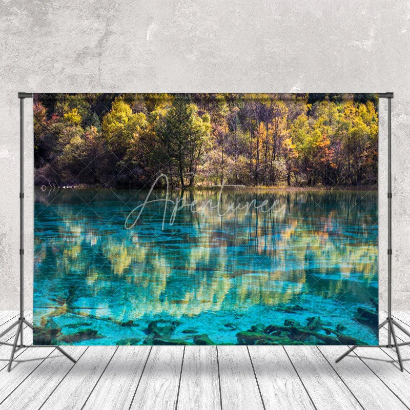 Aperturee - The Clear River Reflects The Trees Photo Backdrop