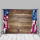 Aperturee - The US Flag Brown Wood Independence Day Backdrop