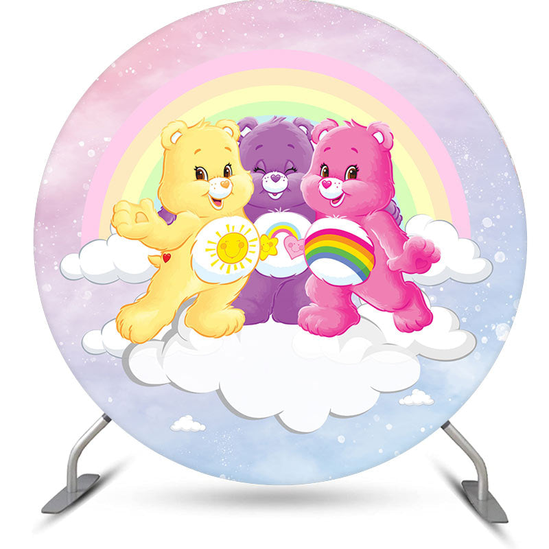 Aperturee - Three Bears Rainbow Circle Birthday Backdrop Kit