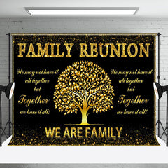 Aperturee - Together Gold Trees Leaves Family Reunion Backdrop