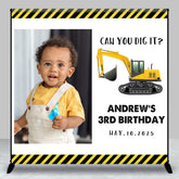 Aperturee - Toy Excavator Custom Photo 3rd Birthday Backdrop