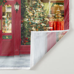 Aperturee - Toy Store Red Door Wreath Light Christmas Backdrop