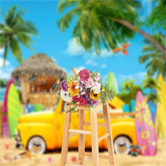 Aperturee - Traveling Coconut Tree Car Bar Beach Summer Backdrop