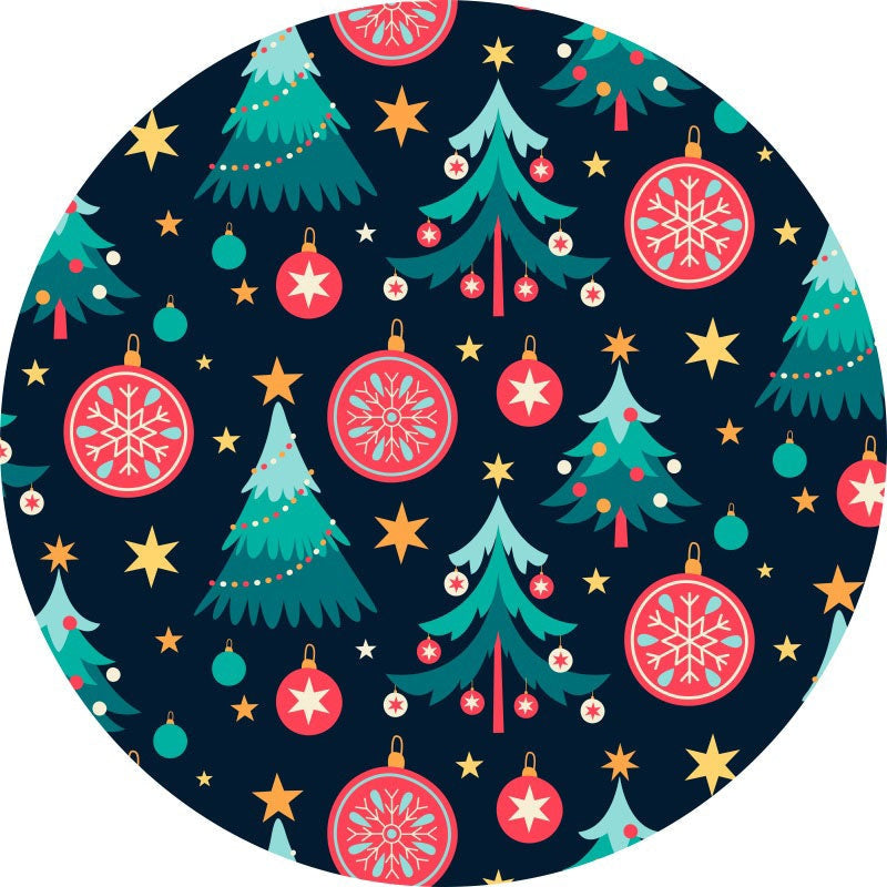Aperturee - Tree Snowflake Round Christmas Backdrop For Party
