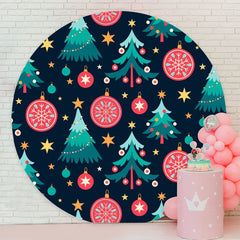 Aperturee - Tree Snowflake Round Christmas Backdrop For Party