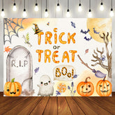 Aperturee - Trick Or Treat Little Boo Pumpkin Halloween Backdrop