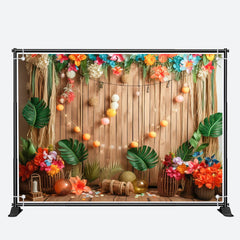 Aperturee - Tropical Floral Board Birthday Cake Smash Backdrop