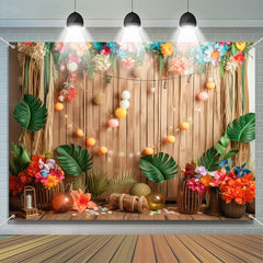 Aperturee - Tropical Floral Board Birthday Cake Smash Backdrop