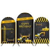 Aperturee Truck Theme Black Yellow Birthday Arch Backdrop Kit