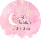Aperturee Twinkle Themed Pink Girl Baby Shower Round Backdrop