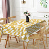Aperturee - Twisted White Yellow Plaid Rectangle Tablecloth