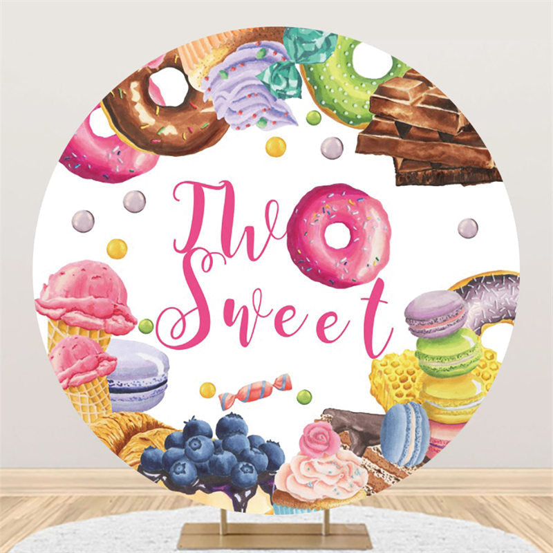 Aperturee Two Sweet Doughnuts Happy Birthday Circle Backdrop