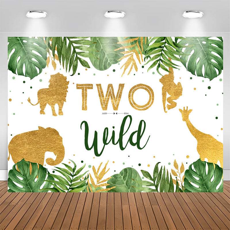 Aperturee - Two Wild Tropical Jungle Animals 2nd Birthday Backdrop