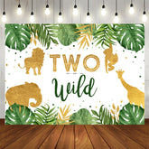 Aperturee - Two Wild Tropical Jungle Animals 2nd Birthday Backdrop
