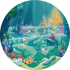 Aperturee - Under The Sea World Round Happy Birthday Party Backdrop