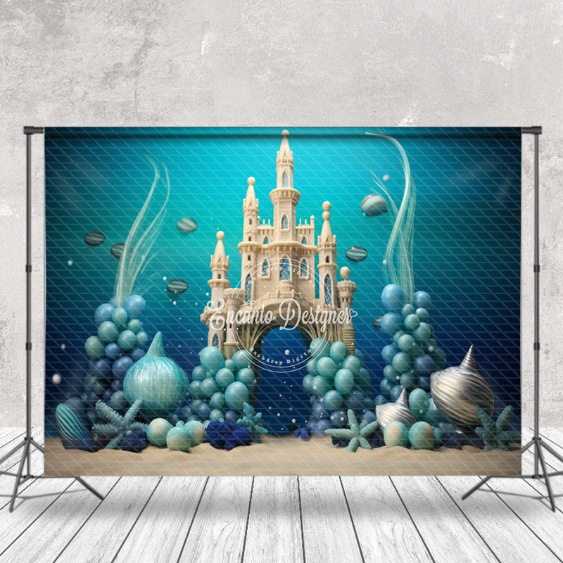 Aperturee - Undersea Castle Balloon Birthday Cake Smash Backdrop