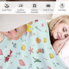 Aperturee - Undersea Fishes Little Mermaid Custom Photo Blanket