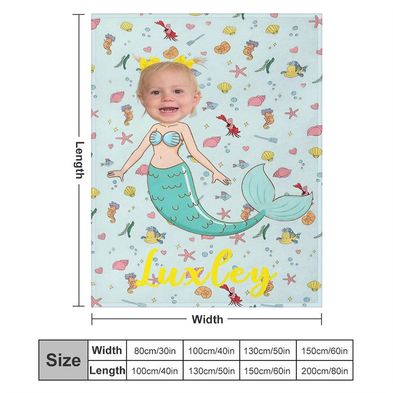 Aperturee - Undersea Fishes Little Mermaid Custom Photo Blanket