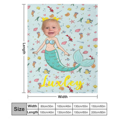 Aperturee - Undersea Fishes Little Mermaid Custom Photo Blanket