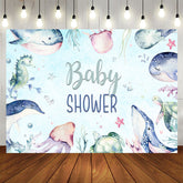 Aperturee - Underwater Animals Light Blue Baby Shower Backdrop