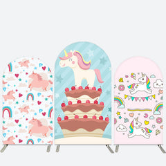 Aperturee Unicorn Cake Rainbow Birthday Party Arch Backdrop Kit
