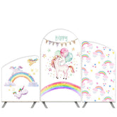 Aperturee Unicorn Theme Balloons And Rainbow Birthday Arch Backdrop Kit