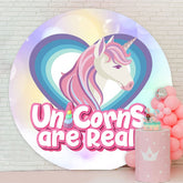 Aperturee - Unicorns Are Real Round Kids Birthday Backdrop