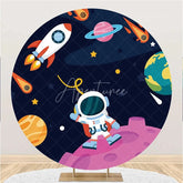 Aperturee - Universe Rocket Asronanut Round Birthday Backdrop