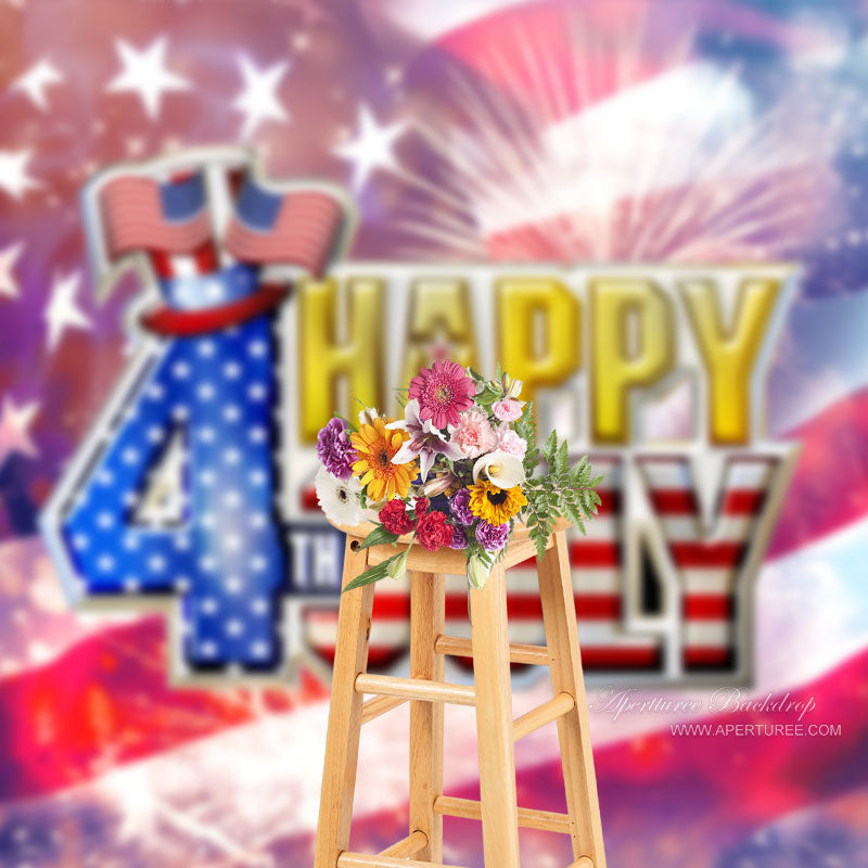 Aperturee - US Flag Happy 4th July Independence Day Backdrop