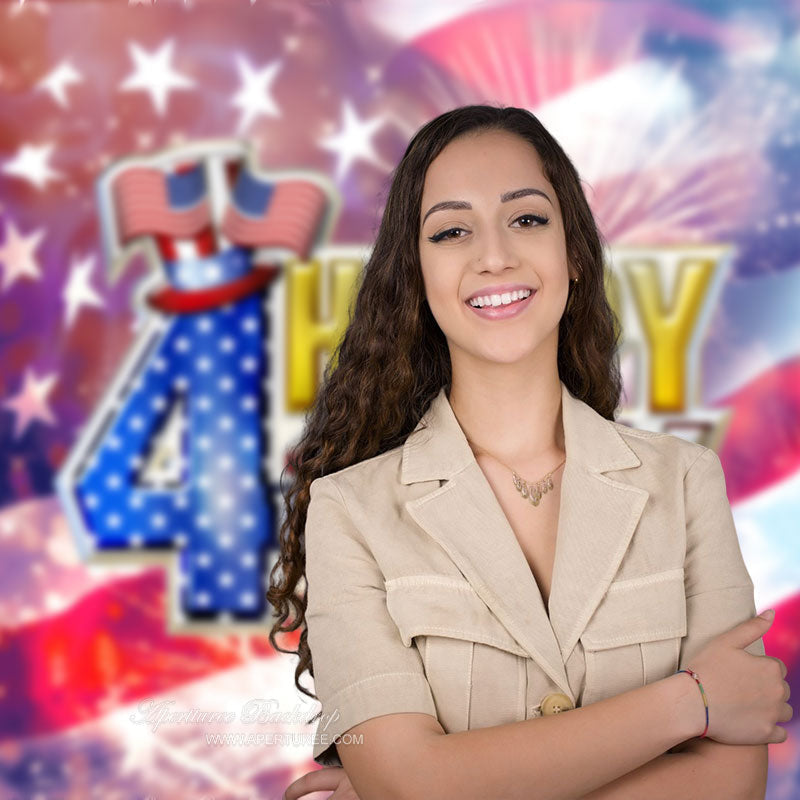 Aperturee - US Flag Happy 4th July Independence Day Backdrop