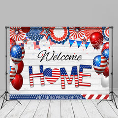 Aperturee - US Flag Wood Welcome Home Independence Day Backdrop