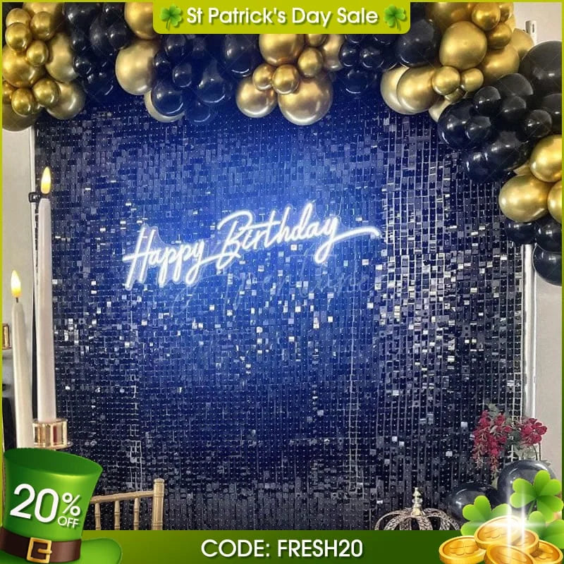 Aperturee - (7 Day Delivery) Black Shimmer Wall Panels | Wedding Event Party Decorations