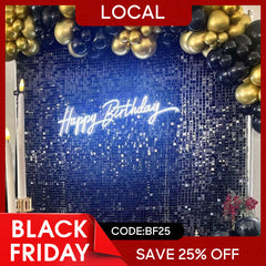 Aperturee - (7 Day Delivery) Black Shimmer Wall Panels | Wedding Event Party Decorations