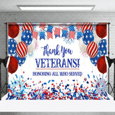 Aperturee - Usa Flag Balloon Sparkle Happy Veterans Day Backdrop