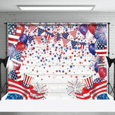 Aperturee - Usa Flag Balloons Hat Star Wooden Labor Day Backdrop