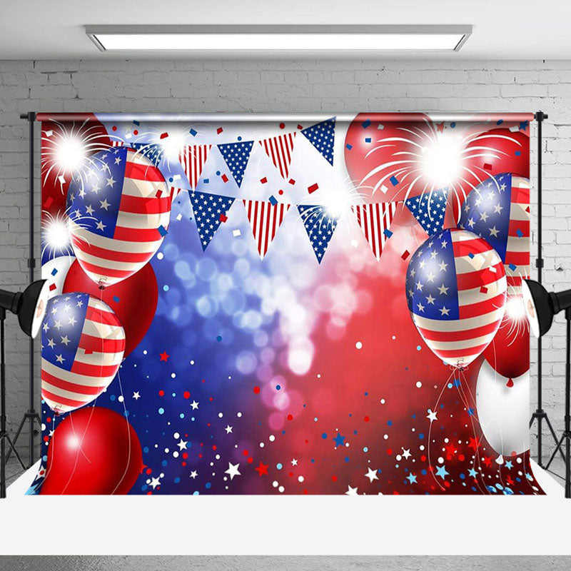 Aperturee - Usa Flag Balloons Sparkle Bokeh Labor Day Backdrop