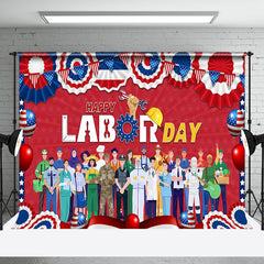 Aperturee - Usa Flag Various Worker Happy Labor Day Backdrop
