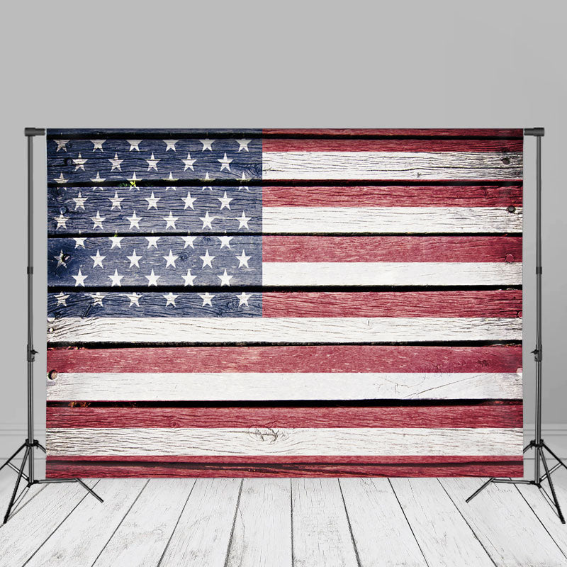 Aperturee - Usa Flag Wooden Independence Day Photo Booth Backdrop