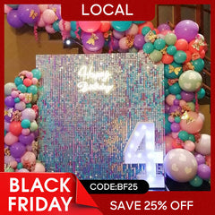 Aperturee - (7 Day Delivery) Iridescent Blue Shimmer Wall Panels | Wedding Event Party Decorations