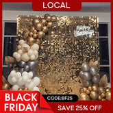 Aperturee - (7 Day Delivery) Light Mirror Gold Shimmer Wall Backdrops | Event Party Decorations