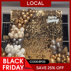 Aperturee - (7 Day Delivery) Light Mirror Gold Shimmer Wall Backdrops | Event Party Decorations