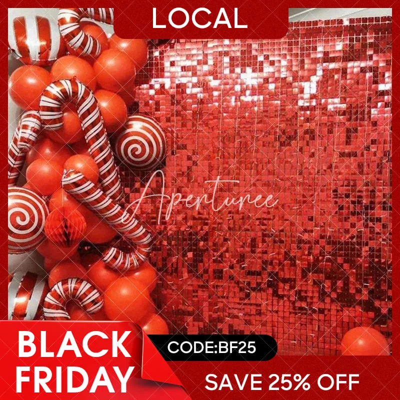 Aperturee - (7 Day Delivery) Red Shimmer Wall Panels | Wedding Event Party Decorations