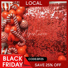 Aperturee - (7 Day Delivery) Red Shimmer Wall Panels | Wedding Event Party Decorations